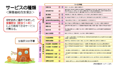 サービスの種類＜障害者総合支援法＞